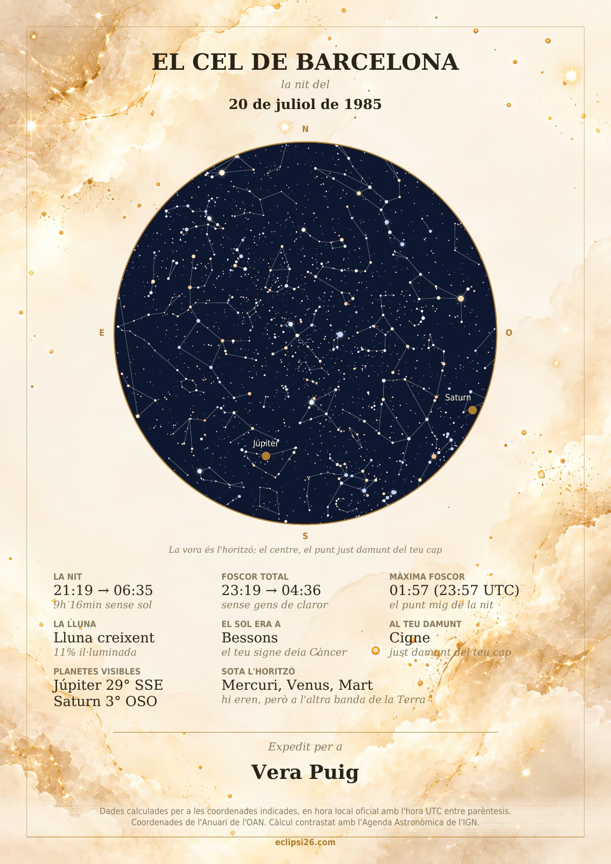 Certificado El cielo de tu día especial, diseño dorado