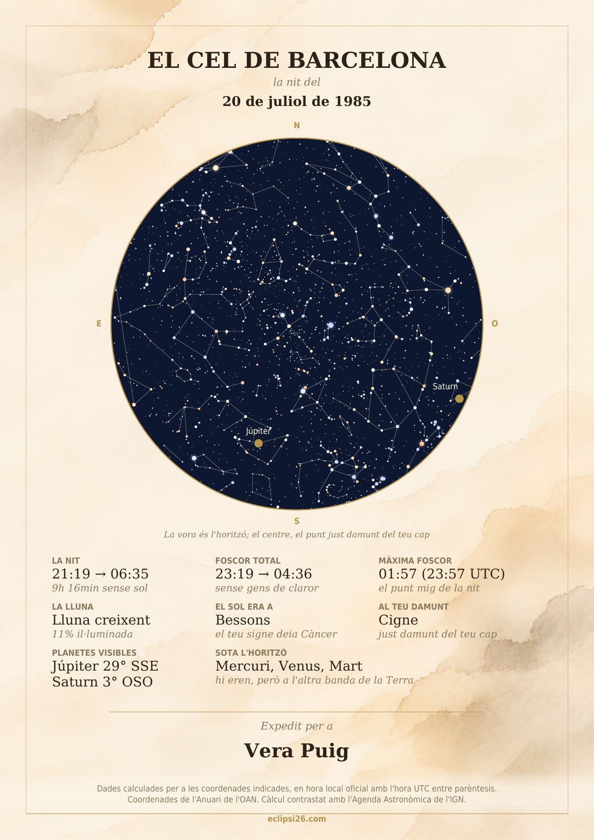 Certificado El cielo de tu día especial, diseño marrón