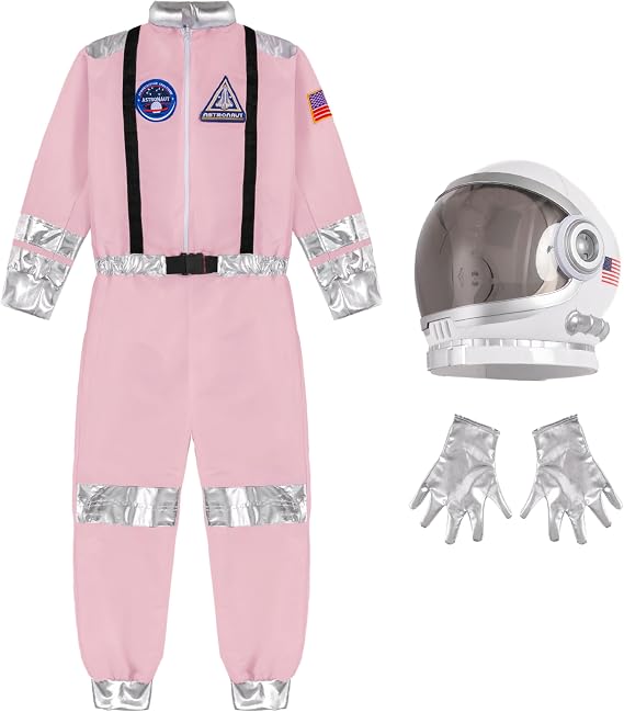 Disfraz infantil de astronauta rosa con casco